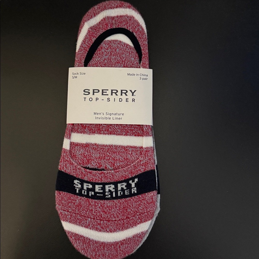 Sperry 3 Pack: Red/Black/Gray Men's Signature Liner Socks